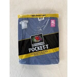 Vintage 90s Fruit of The Loom Golden Blend Blue 50/50 Pocket Tee New In Package